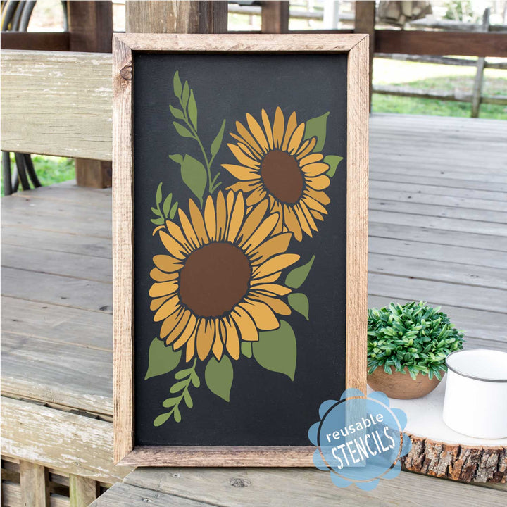 WallCutz  Sunflower Bouquet / Reusable Stencil Stencil