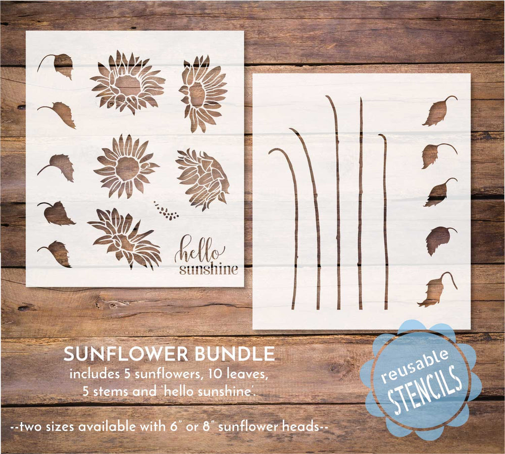 WallCutz  Sunflower Stencil Bundle / Hello Sunshine Stencil