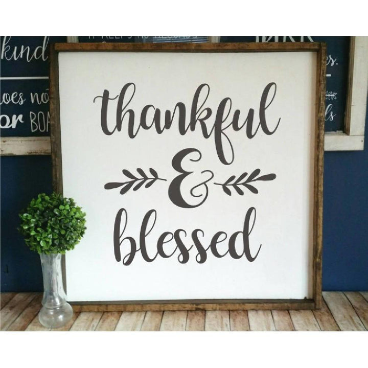 WallCutz  Thankful & Blessed Stencil Stencil