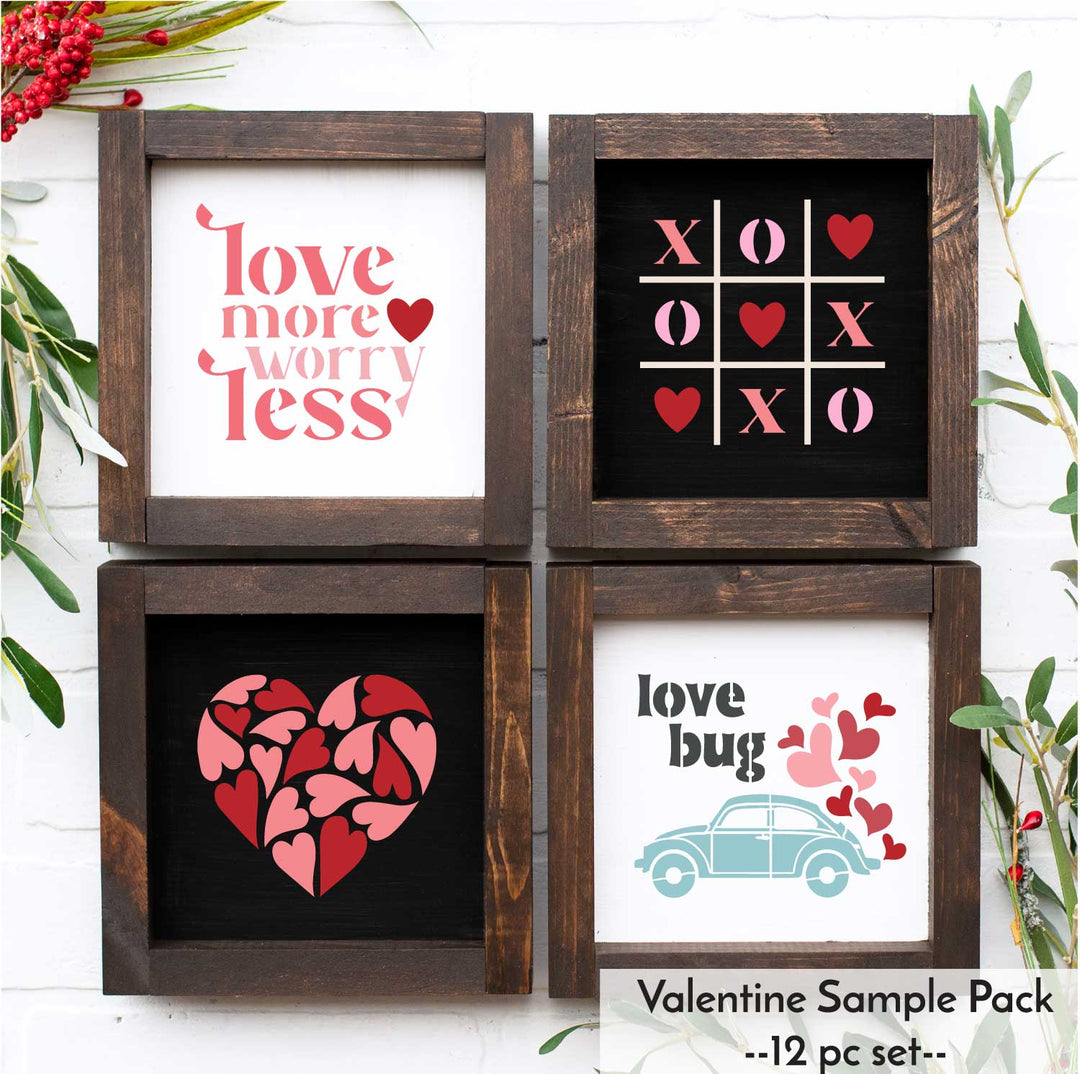 WallCutz  Valentine Sample Pack / 12 pc stencil bundle Stencil