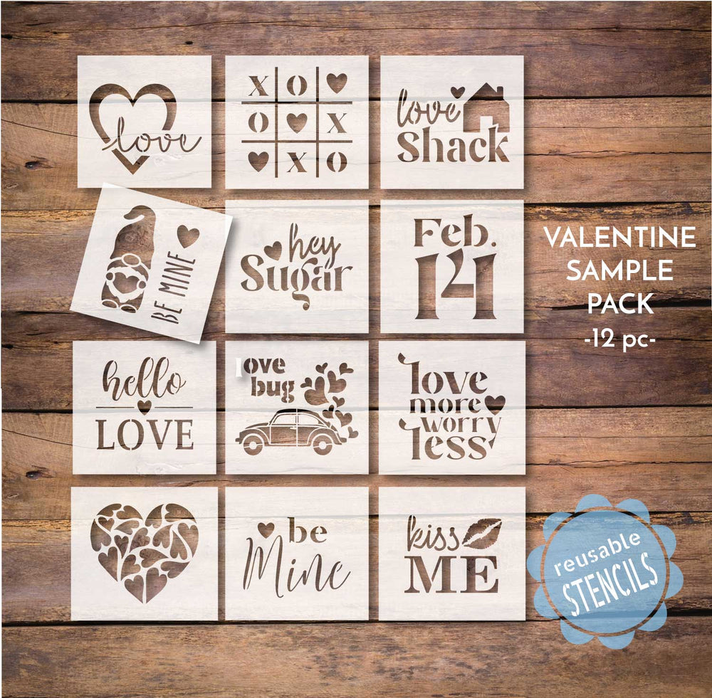 WallCutz  Valentine Sample Pack / 12 pc stencil bundle Stencil