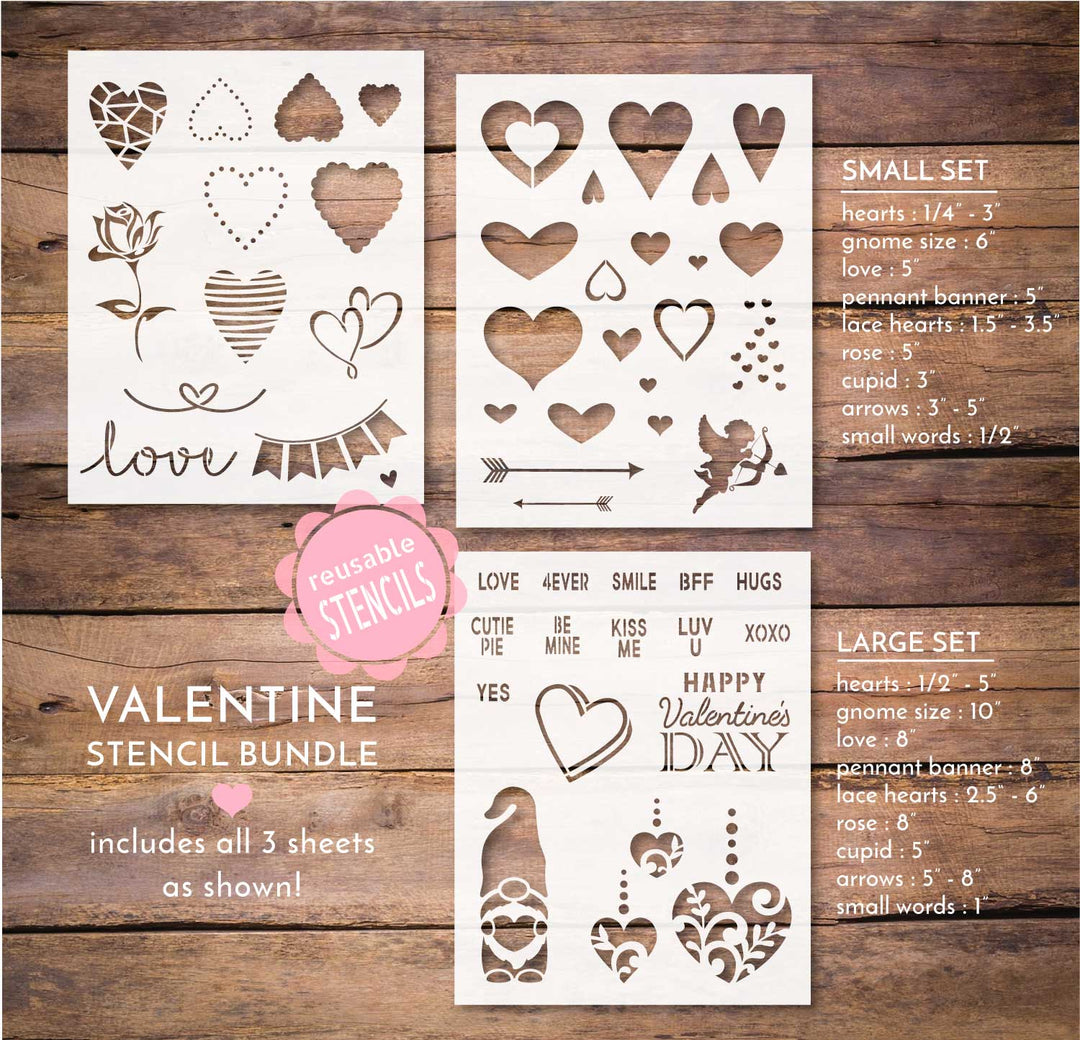 WallCutz  Valentine Stencil Bundle Stencil