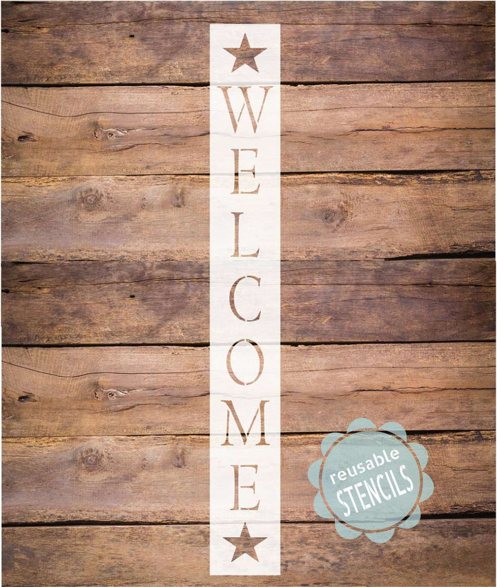 WallCutz  Welcome Porch Stencil - with stars Stencil