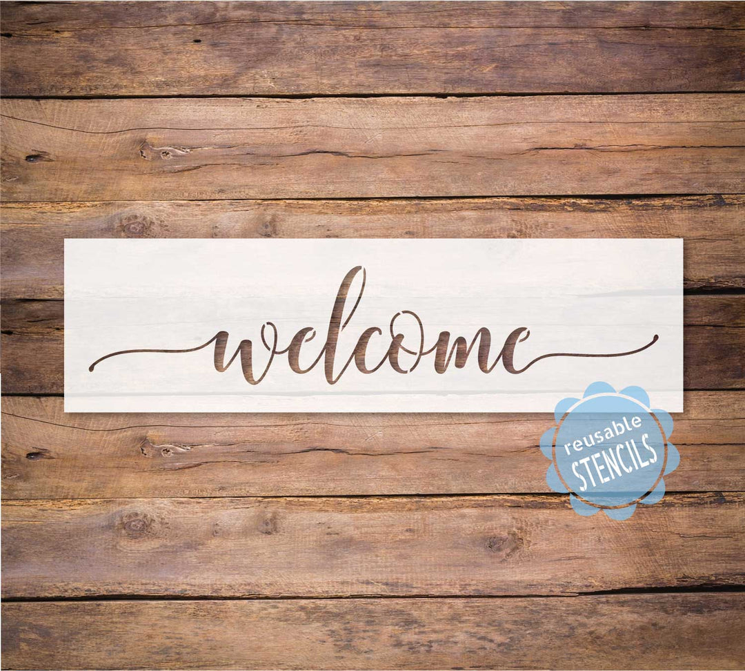 WallCutz  Welcome Stencil - Calligraphy style Stencil