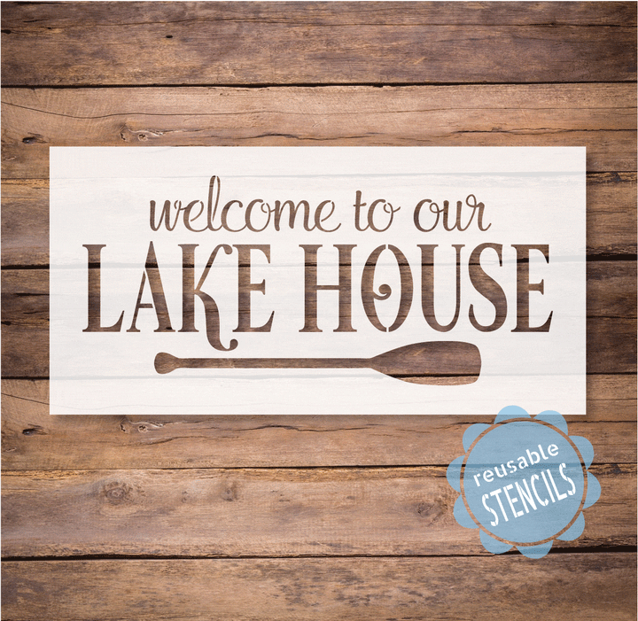 WallCutz  Welcome to the Lake House -Nautical Beach Stencil Stencil