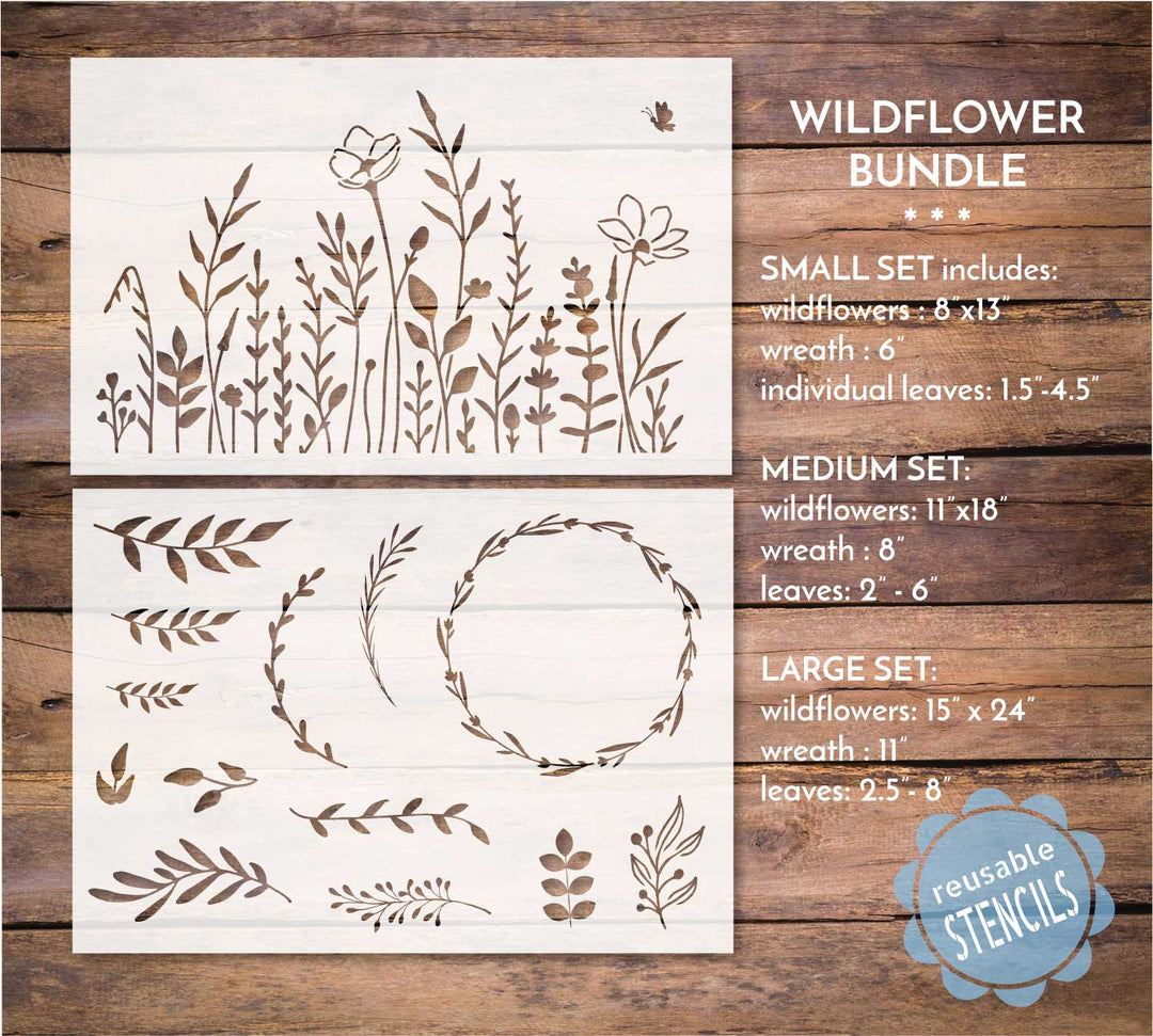 WallCutz  Wildflower Stencil Bundle Stencil