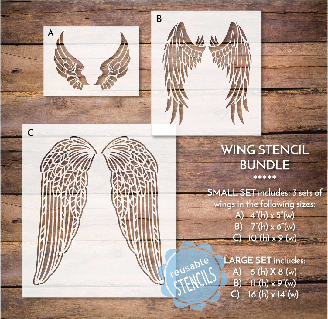 WallCutz  Wing Stencil bundle - Set of 3 wings Stencil