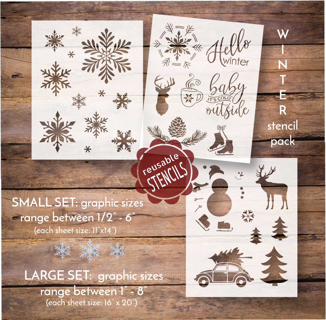 WallCutz  Winter Stencil Bundle Holiday Pack Stencil