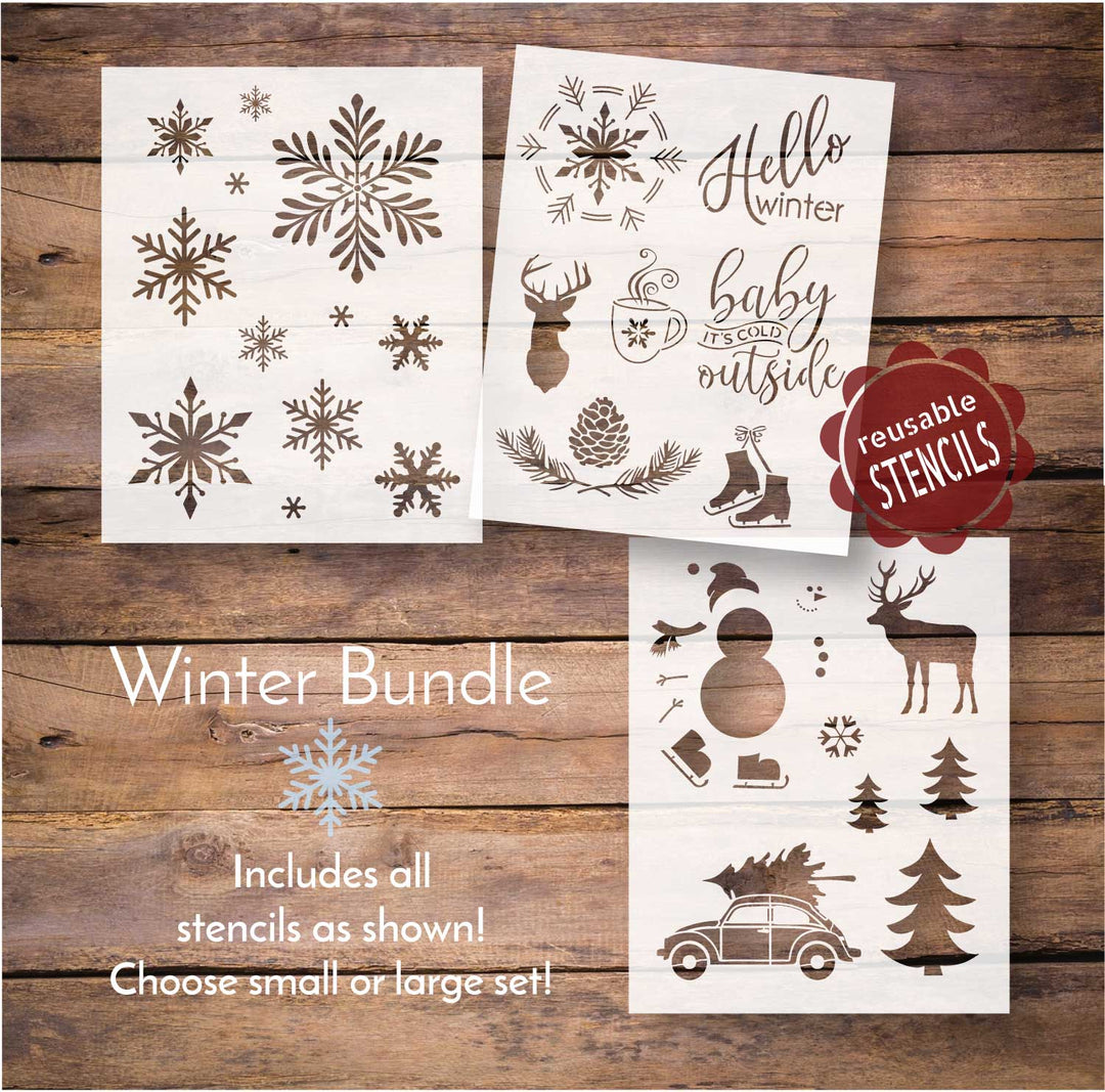 WallCutz  Winter Stencil Bundle Holiday Pack Stencil