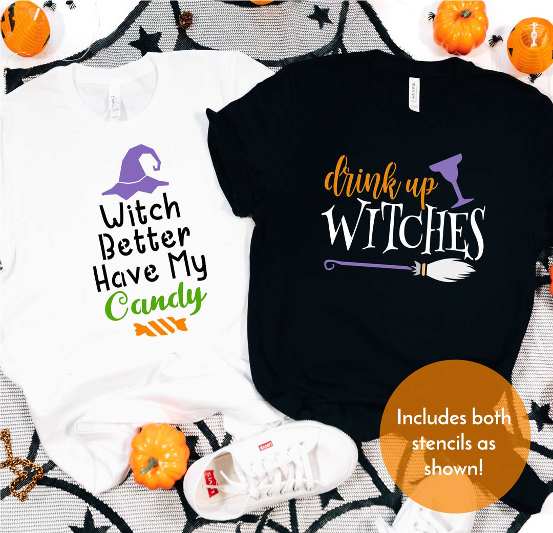 WallCutz  Witch Better Have Candy / Drink Up Witches / Halloween Stencil Bundle Stencil